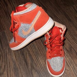 Nike Orange and Gray High-Top Sneakers with Classic Design